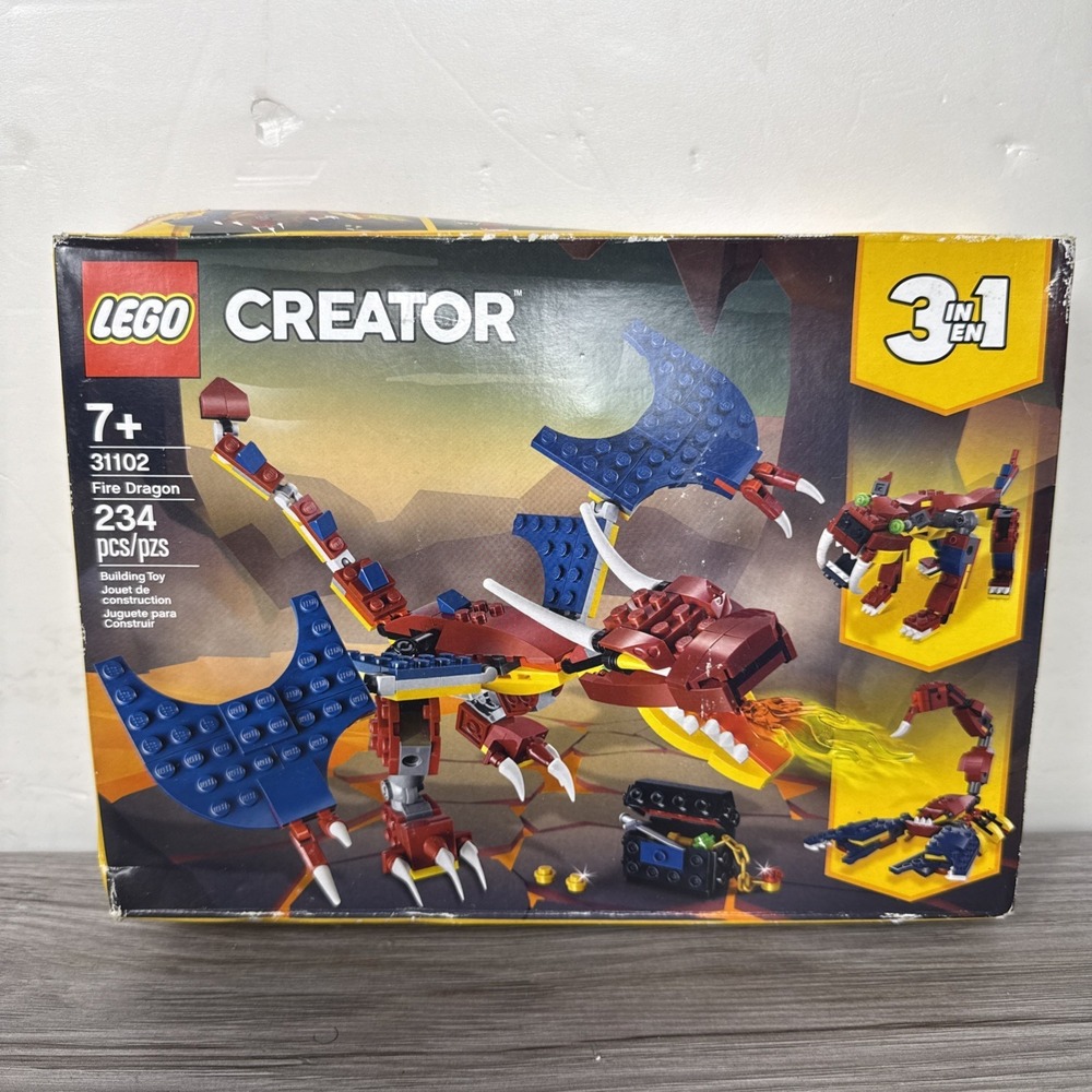 LEGO Creator 3 in 1 Fire Dragon 31102 New Sealed Retired Set 234 Pcs
